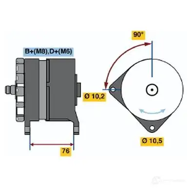 Генератор BOSCH 304811 N1 (-) 14V 35/105A 0120469984 8W96R изображение 0