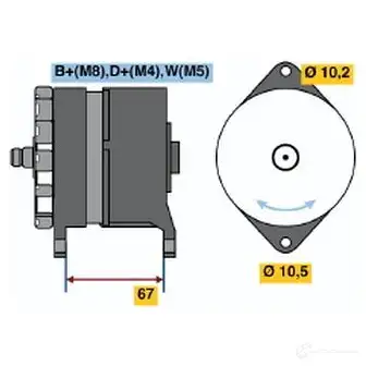 Генератор BOSCH H2YQF6 N1 (-) 28V 10/55A 0120469920 304796 изображение 0