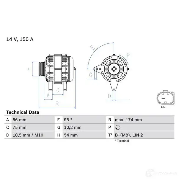 Генератор BOSCH 2AQ7EGD 0986083700 333525 8 370 изображение 2