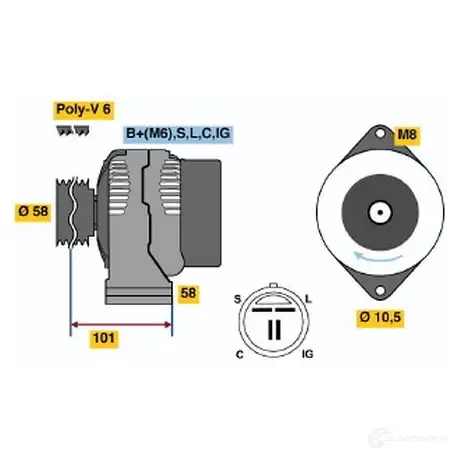 Генератор BOSCH 332839 44 51 0986044511 SKUC7H изображение 0
