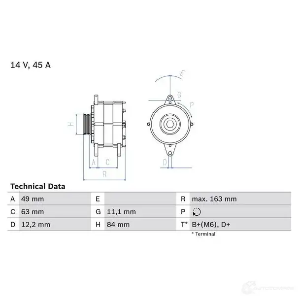 Генератор BOSCH 3 388 332110 0986033880 L7XRPMF изображение 0