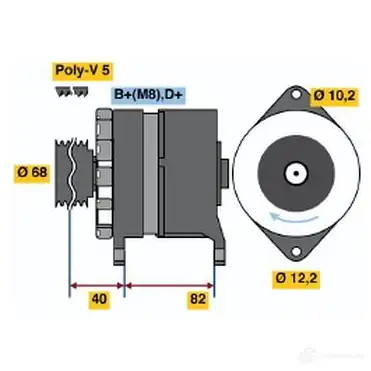 Генератор BOSCH N1 (R) 14V 34/90A 304787 0120469859 7ZAOC изображение 0
