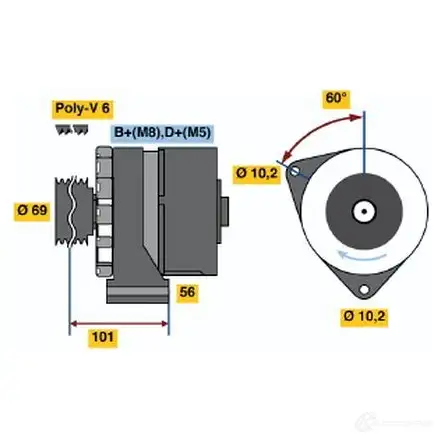 Генератор BOSCH 9D13PA 0120469894 304792 N1 (R) 14V 36/80A изображение 0