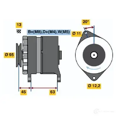 Генератор BOSCH 5998864 N1 (R) 28V 10/55A Y7RDV 0120469026 изображение 0