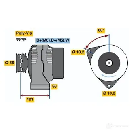 Генератор BOSCH 410 4 W0H0VA3 332602 0986041040 изображение 0