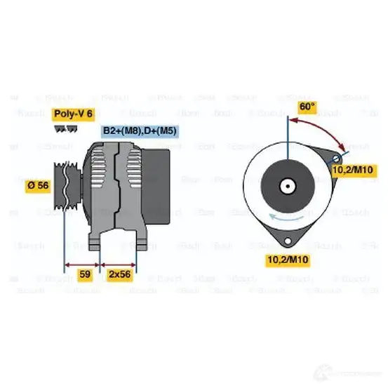Генератор BOSCH 305532 E8 (>) 14V 75/140A 0124525012 VTWV98 - Изображение 1