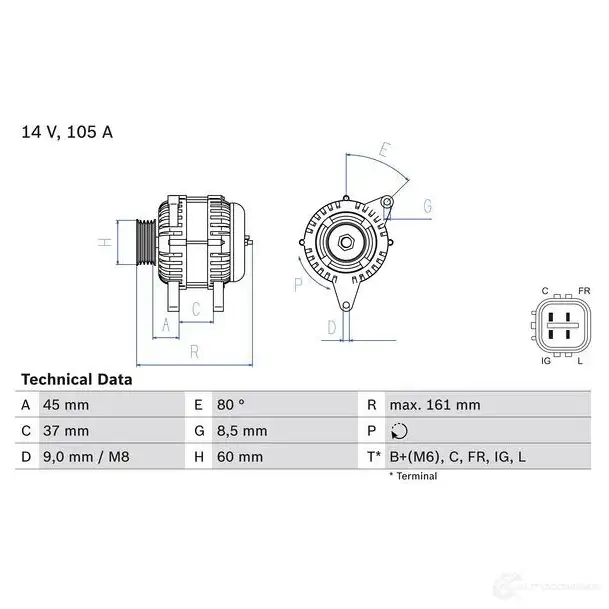 Генератор BOSCH JUGLC1 0986082410 824 1 333431 - Изображение 1