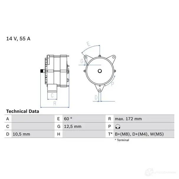 Генератор BOSCH 3 426 0986034260 NI0TVWH 332144