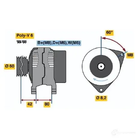 Генератор BOSCH 0986036690 36 69 6TVOV7 332288