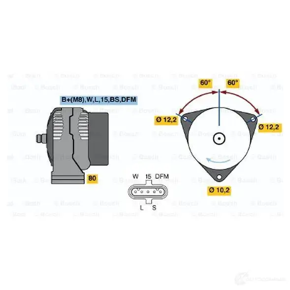 Генератор BOSCH 0124555013 YKUGN 305610 NCB1 (>) 28V 35/80A изображение 6