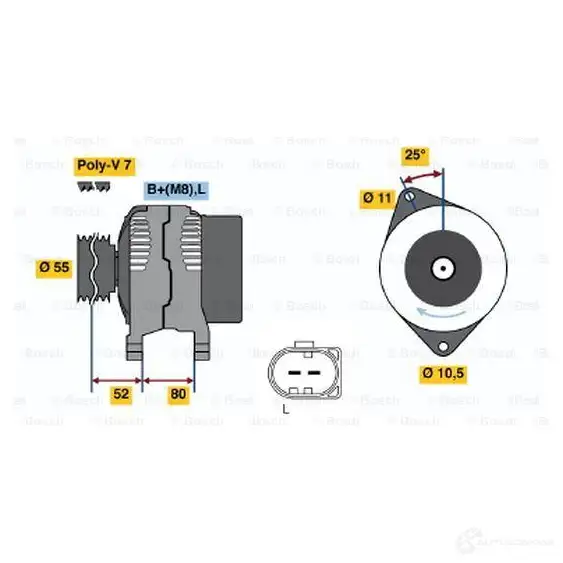 Генератор BOSCH 305536 E8 (>) 14V 75/140A THW0M1 0124525020 изображение 6
