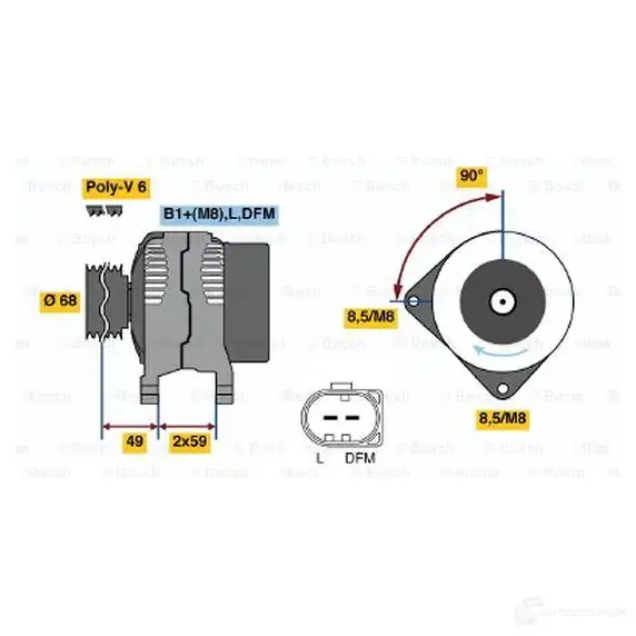 Генератор BOSCH 305314 KCB1 (>) 14V 50/90A MX5YR8 0124325004 изображение 4