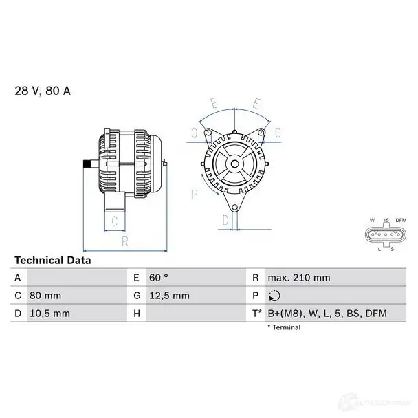 Генератор BOSCH 465 6 HKPO91R 333019 0986046560 - Изображение 1
