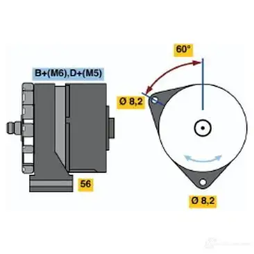 Генератор BOSCH G1 (-) 14V 8/32A 0120339531 304610 ZFAG2 изображение 0