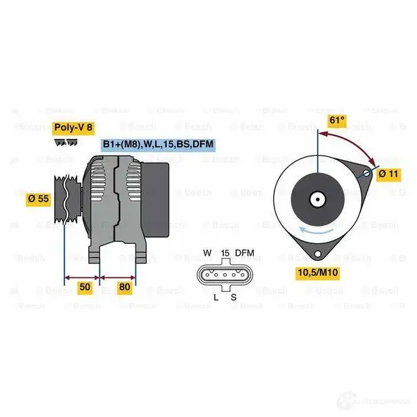Генератор BOSCH HD9 (>) 28V 40/110A DHTM1 0124655065 898692482 изображение 5