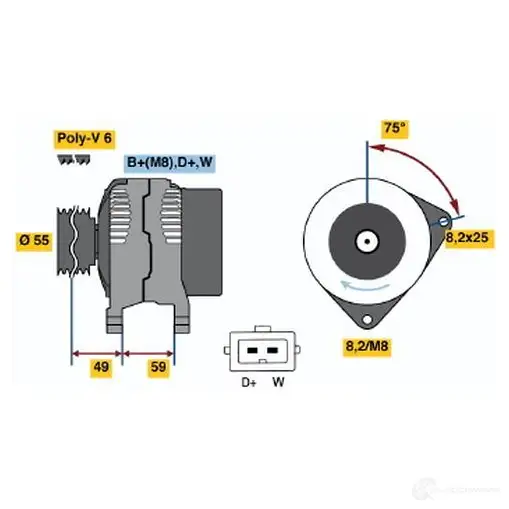 Генератор BOSCH CGXY6EY 5999484 KC (R) 14V 45/90A 0123320002