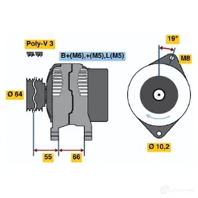 Генератор BOSCH 414 2 332635 BAMSHUX 0986041421