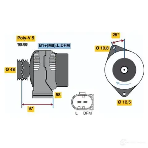 Генератор BOSCH 305252 0124225011 GCB2 (>) 14V 40/85A KHWSX