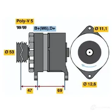 Генератор BOSCH 37 12 C1CSKKM 332318 0986037120