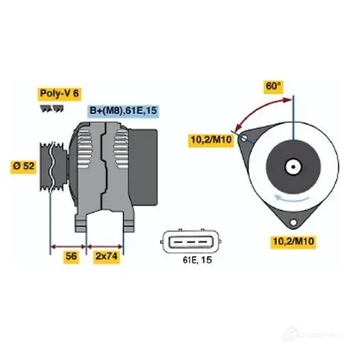Генератор BOSCH 332604 4 108 0986041080 7VT0C