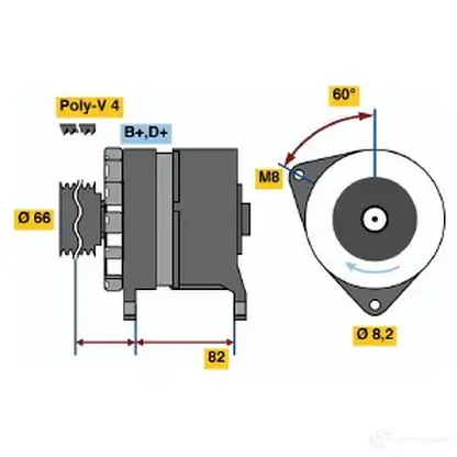 Генератор BOSCH 37 04 332313 0986037040 JWYUU