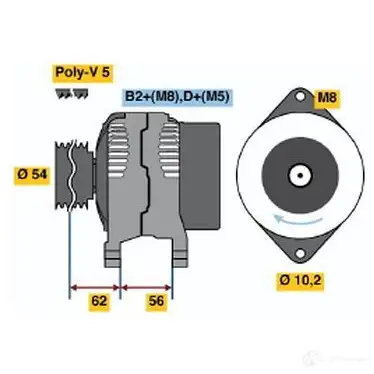 Генератор BOSCH GCB2 (>) 14V 70A 0124225024 FYHUMW 305259