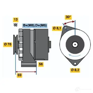 Генератор BOSCH 332414 386 4 O8TEJ9 0986038641