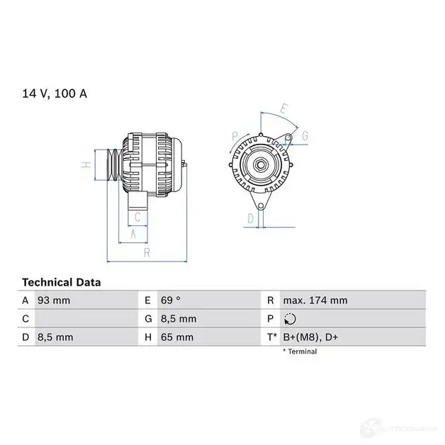 Генератор BOSCH 0986039180 T7QI860 332457 3 918