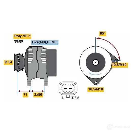 Генератор BOSCH 0986080100 333246 8 010 CBE65DR изображение 0