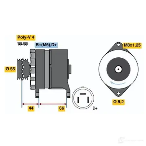 Генератор BOSCH 332382 YBN78 3 822 0986038220