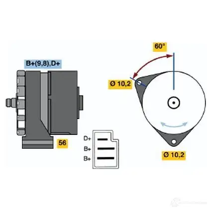 Генератор BOSCH 0120489323 304900 2R2A8 K1 (-) 14V 23/55A