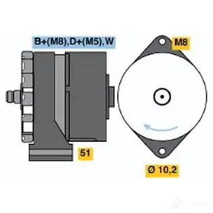 Генератор BOSCH BXU1296A 304820 K1 (-) 14V 20/95A 0120484011 изображение 4