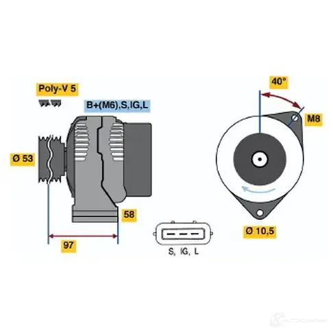 Генератор BOSCH 332612 FLP3F57 0986041170 4 117