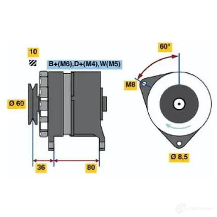 Генератор BOSCH D07C3GF 0120489347 K1 (R) 14V 28/70A 304911