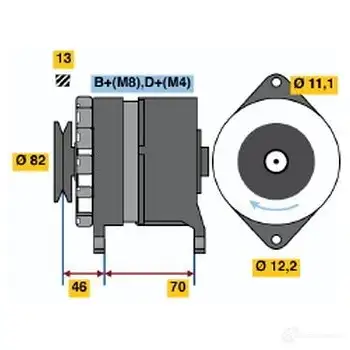 Генератор BOSCH SFIO9 0120488252 K1 (R) 28V 10/35A 304858