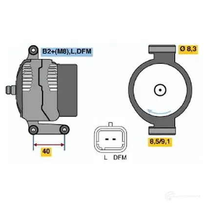 Генератор BOSCH 64QFA 305425 KCB2 (>) 14V 53/98A 0124415040