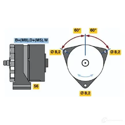 Генератор BOSCH K1 (-) 14V 23/65A 304857 Q38Q60D 0120488233 изображение 0