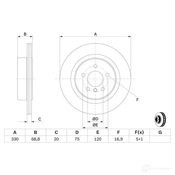 Тормозной диск BOSCH B D2544 0986479d58 1193479491 MGM0XF6 изображение 3