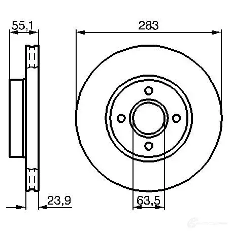 Тормозной диск BOSCH BD717 0986478814 339190 E1 90 R - 02C0349/0064