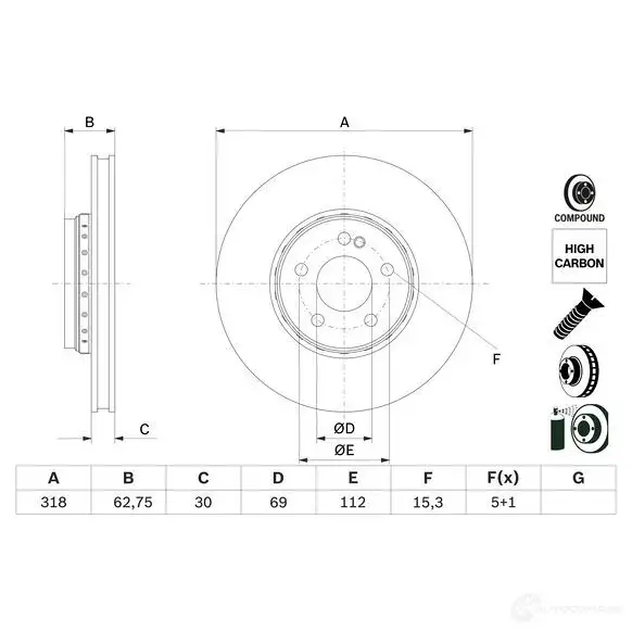 Тормозной диск BOSCH 0986479g42 1438326757 YEUD 1Y