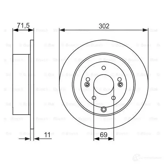 Тормозной диск BOSCH E1 90 R - 02C0241/0210 0986479509 339740 BD1365 изображение 4