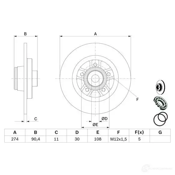 Тормозной диск BOSCH E1 90R-02C0310/0065 BD 2775 0986479f30 1425142717 изображение 0