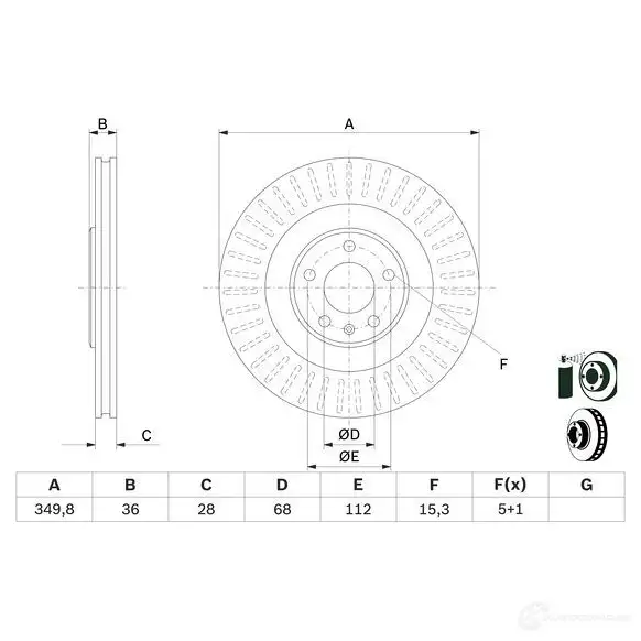 Тормозной диск BOSCH BD 2642 NJQXVJ7 0986479e41 1425140898