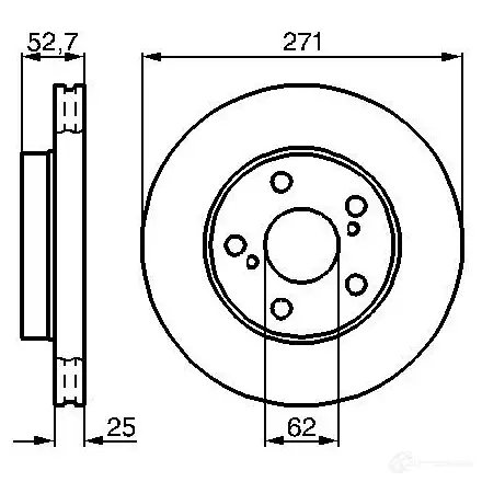 Тормозной диск BOSCH 339072 B D549 0986478631 T5C9Q