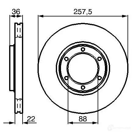 Тормозной диск BOSCH E1 90 R - 02C0349/0067 BD516 0986478596 339043
