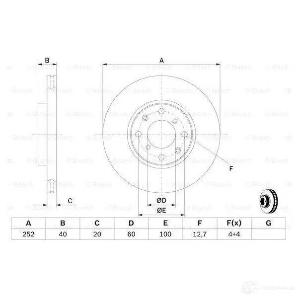 Тормозной диск BOSCH BD2099 1193479314 E1 90 R - 02C0074/0083 0986479b98 изображение 4