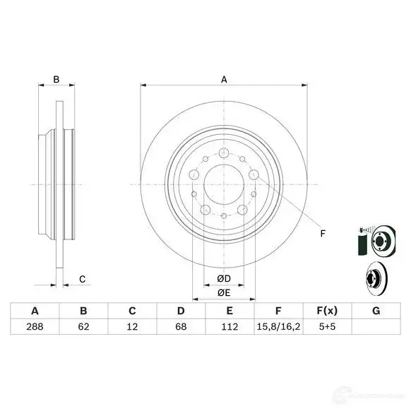 Тормозной диск BOSCH 0986479309 339563 BD 1215 3RHXHK изображение 3