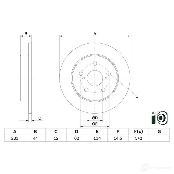 Тормозной диск BOSCH 1437241233 AOX9K 6U 0986479e91 изображение 0