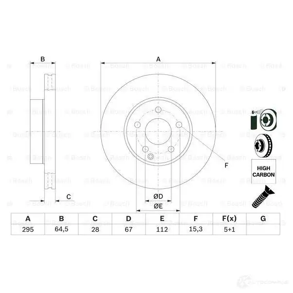 Тормозной диск BOSCH NRIP5GF 0986479407 339652 BD13 01 изображение 3