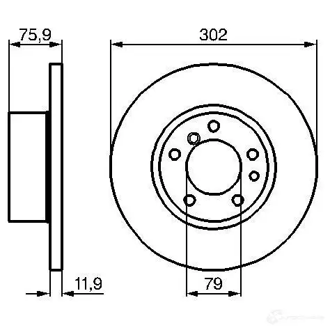 Тормозной диск BOSCH 0986478319 UPO3R B D262 338852